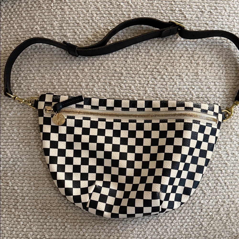 Claire V printed checker  Black and White crossbody or fanny Bag!